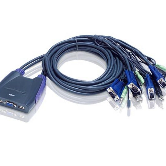 ATEN Commutateur KVM à câble VGA/audio USB 4 ports (0,9m, 1,2m)