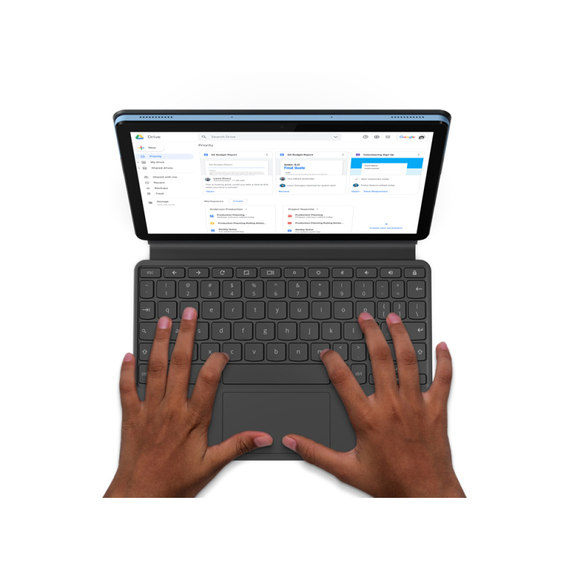 Lenovo IdeaPad Duet Chromebook Mediatek 128 Go 25,6 cm (10.1") 4 Go Wi-Fi 5 (802.11ac) ChromeOS Bleu, Gris