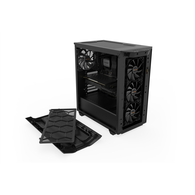 be quiet! Pure Base 500 DX Noir | Boîtier PC ARGB vitré, Mini ITX / Micro ATX / ATX, 3 ventilateurs Pure Wings 2 140 mm
