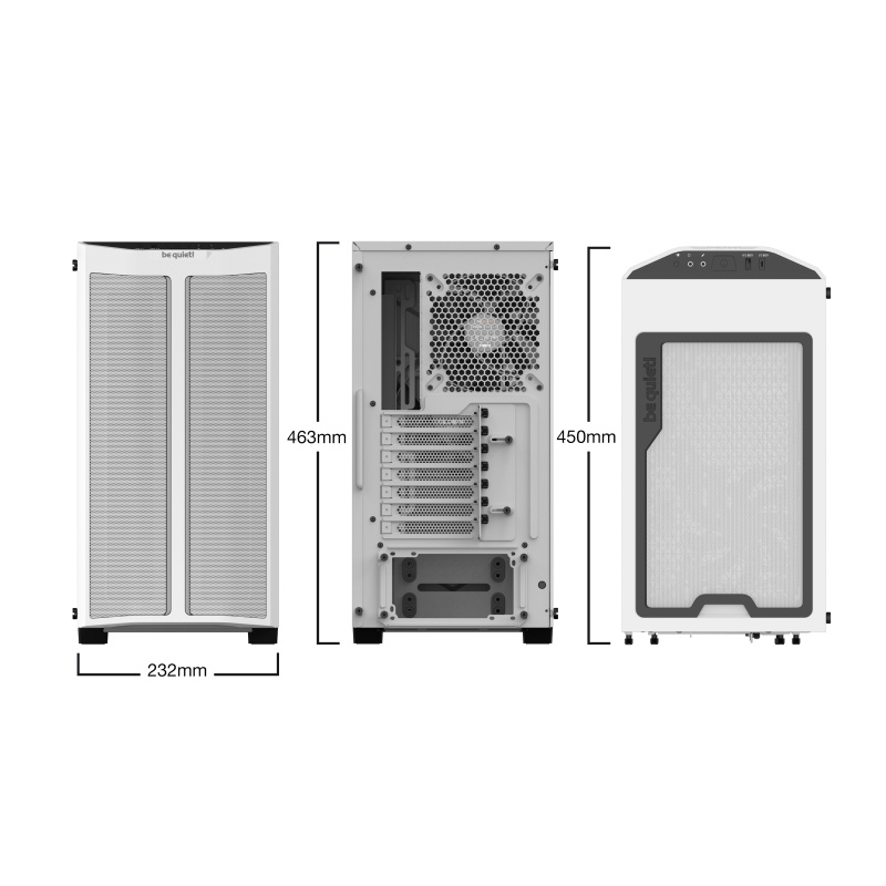 be quiet! Pure Base 500 DX Blanc | Boîtier PC ARGB vitré, Mini ITX / Micro ATX / ATX, 3 ventilateurs Pure Wings 2 140 mm