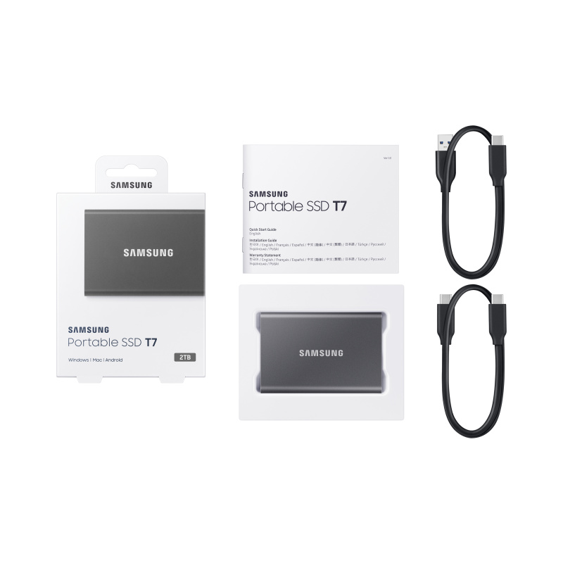 Samsung Portable SSD T7 2 To USB Type-C 3.2 Gen 2 (3.1 Gen 2) Gris