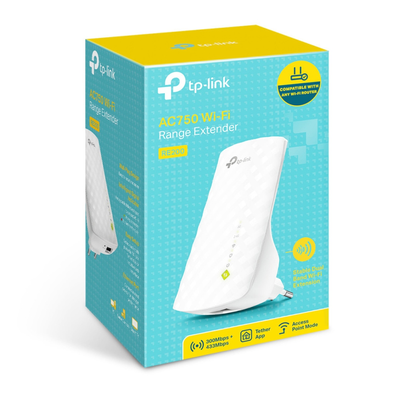 TP-Link RE200 prolongateur réseau Répéteur réseau Blanc 10, 100 Mbit/s