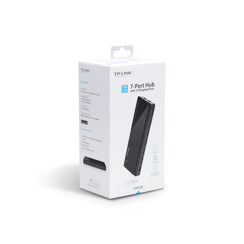 TP-Link UH720 hub & concentrateur USB 3.2 Gen 1 (3.1 Gen 1) Micro-B 5000 Mbit/s Noir
