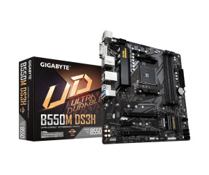 GIGABYTE B550M DS3H Carte mère - Processeurs AMD Ryzen 5000, VRM 5+3 phases, jusqu'à 4733 MHz DDR4, 1xPCIe 4.0 + 1xPCIe 3.0 M.2, LAN 1GbE, USB 3.2 Gen 1