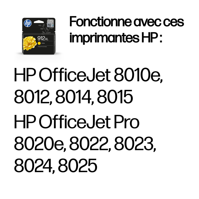 HP 912XL Cartouche d'encre jaune authentique, grande capacité