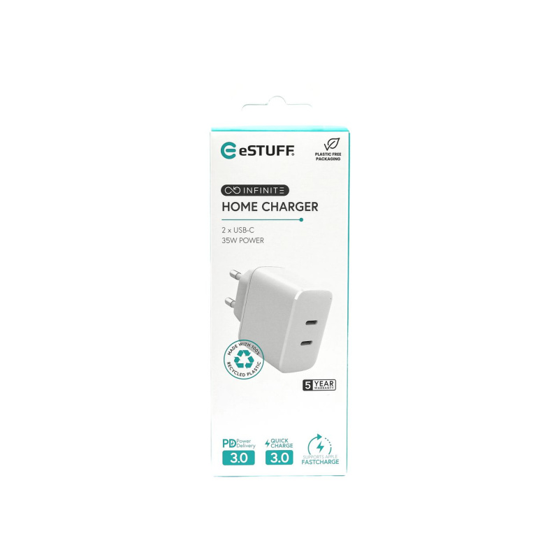 eSTUFF ES637035 chargeur d'appareils mobiles Smartphone Blanc Secteur Charge rapide Intérieure