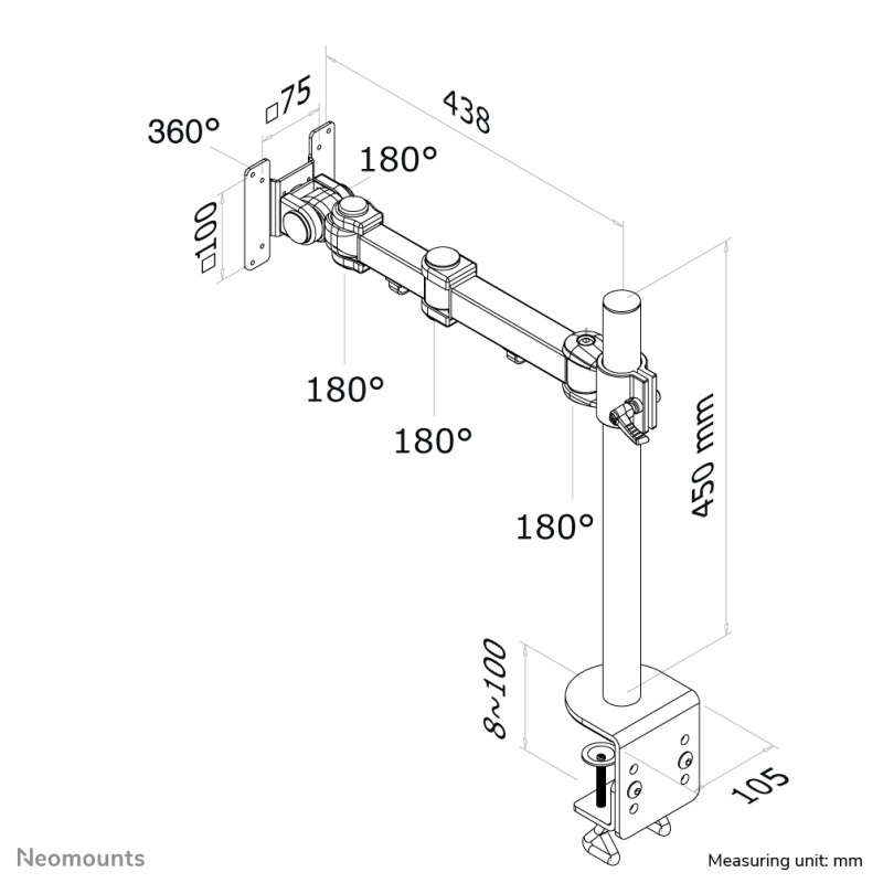 Neomounts FPMA-D960 Support d'écran à fixer 10-30"