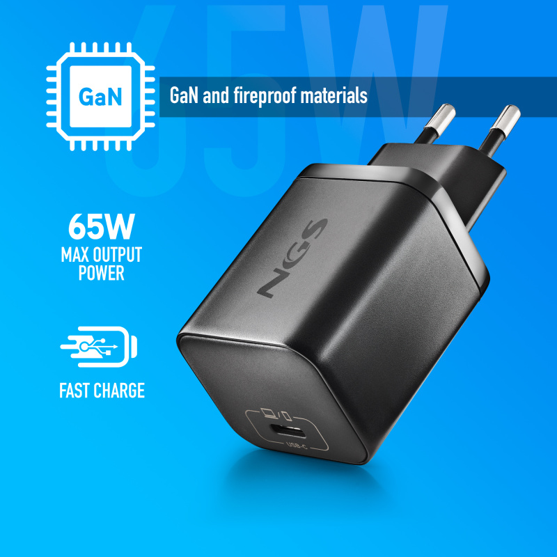 NGS BUD 65W-H Universel Noir Secteur Charge rapide Intérieure