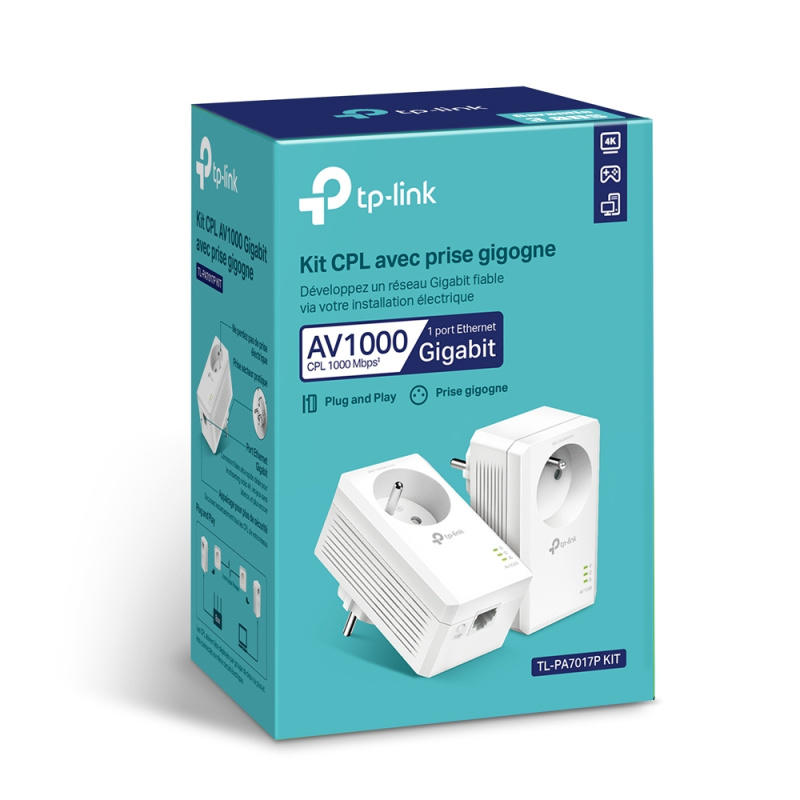 TP-Link TL-PA7017PKIT(FR) 1000 Mbit/s Ethernet/LAN Blanc 2 pièce(s)
