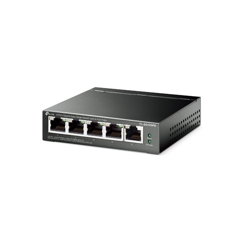 TP-Link TL-SG105PE commutateur réseau Géré L2 Gigabit Ethernet (10/100/1000) Connexion Ethernet, supportant l'alimentation via ce port (PoE) Noir