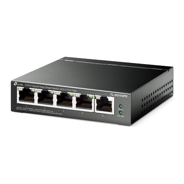 TP-Link TL-SG105PE commutateur réseau Géré L2 Gigabit Ethernet (10/100/1000) Connexion Ethernet, supportant l'alimentation via ce port (PoE) Noir
