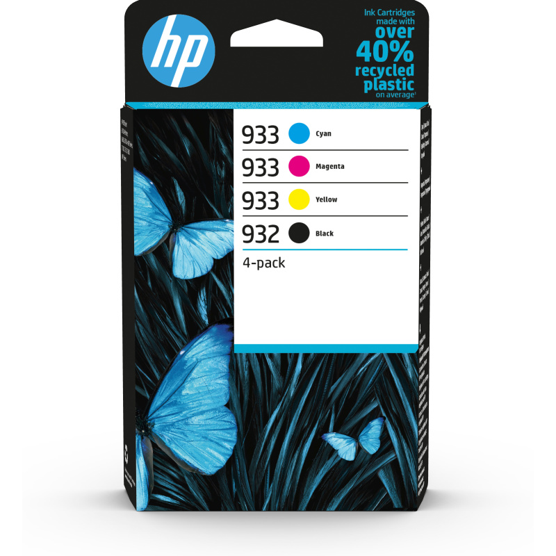 HP 932 Pack de 4 cartouches d'encre noire/933 Pack de 4 cartouches d'encre cyan/magenta/jaune authentiques