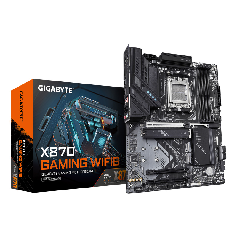 GIGABYTE X870 GAMING WIFI6 Carte Mère - Prend en charge les processeurs AMD Ryzen 9000, 8+2+2 phases VRM, jusqu'à 8000MHz DDR5 (OC), 1xPCIe 5.0 + 2xPCIe 4.0, Wi-Fi 6, LAN 2,5GbE, USB 4