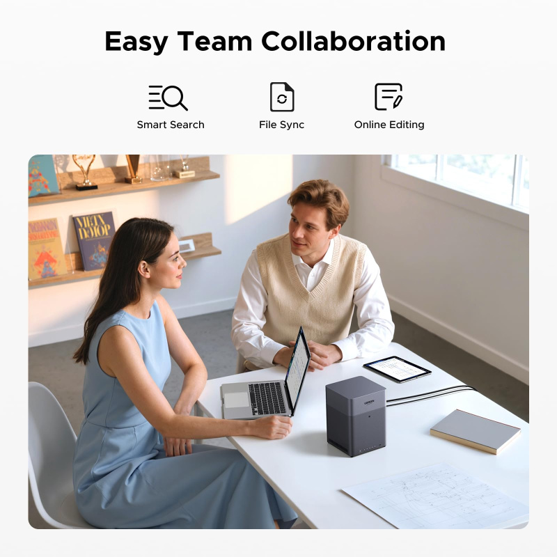 Ugreen DH4300 Plus NAS Mini Tower 8 Go LPPDDR4X UGOS PRO Gris