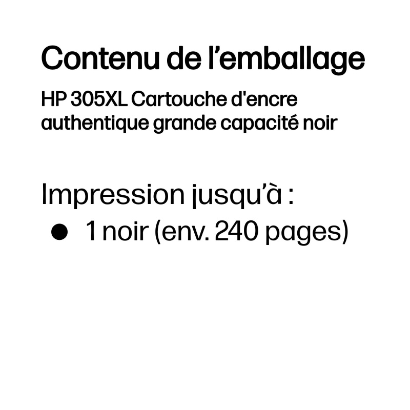 HP 305XL Cartouche d'encre authentique grande capacité noir