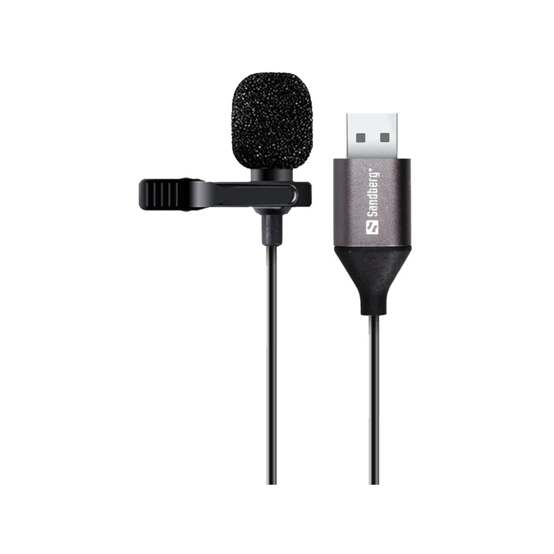 Sandberg Streamer USB Clip Microphone Noir Microphone à clipser