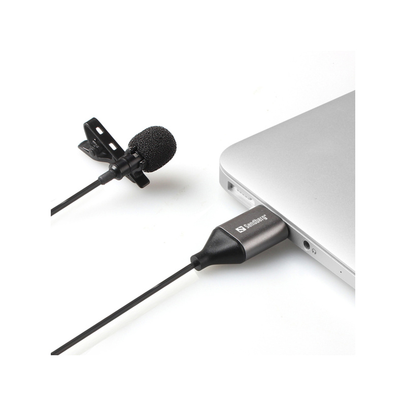 Sandberg Streamer USB Clip Microphone Noir Microphone à clipser