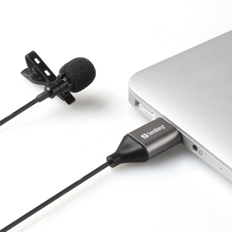 Sandberg Streamer USB Clip Microphone Noir Microphone à clipser