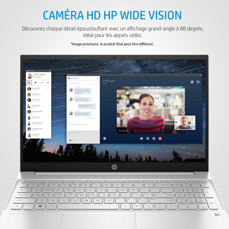HP Pavilion 15-eg0074nf Intel® Core™ i5 i5-1135G7 Ordinateur portable 39,6 cm (15.6") Full HD 16 Go DDR4-SDRAM 512 Go SSD Wi-Fi 6 (802.11ax) Windows 11 Home Argent