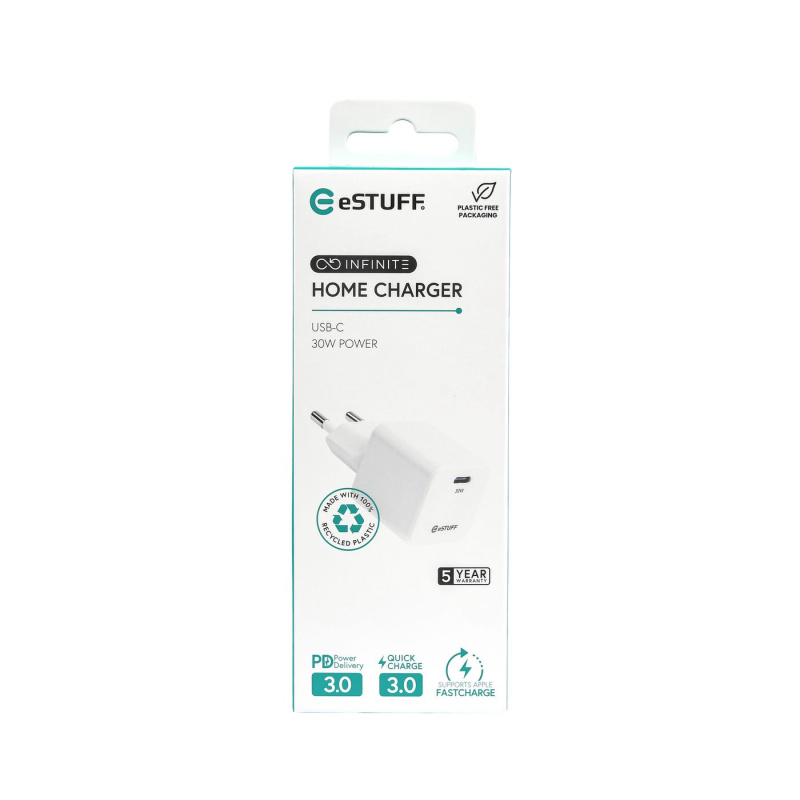 eSTUFF ES637027 chargeur d'appareils mobiles Smartphone Blanc Secteur Charge rapide Intérieure