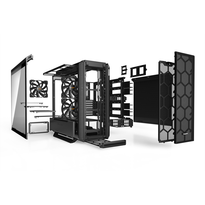 be quiet! Silent Base 802 Noir | Boîtier PC ARGB vitré, Mini ITX / Micro ATX / ATX / E-ATX, 3 ventilateurs Pure Wings 140 mm