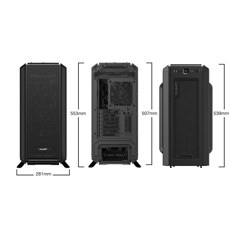 be quiet! Silent Base 802 Noir | Boîtier PC ARGB vitré, Mini ITX / Micro ATX / ATX / E-ATX, 3 ventilateurs Pure Wings 140 mm