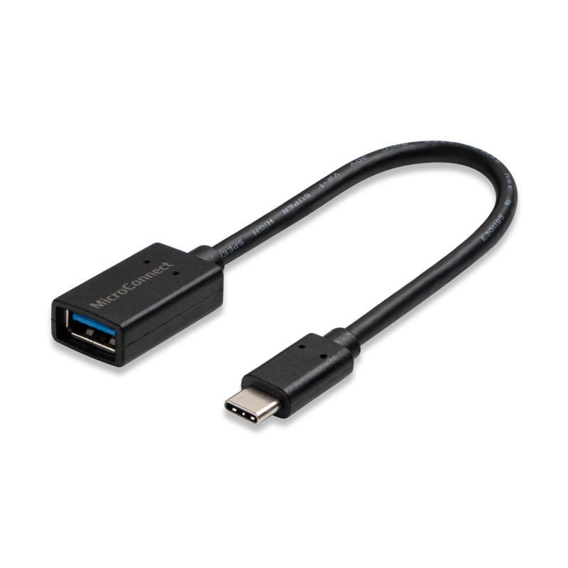 Microconnect USB3.1CAF02 câble USB USB 3.2 Gen 1 (3.1 Gen 1) 0,2 m USB C USB A Noir