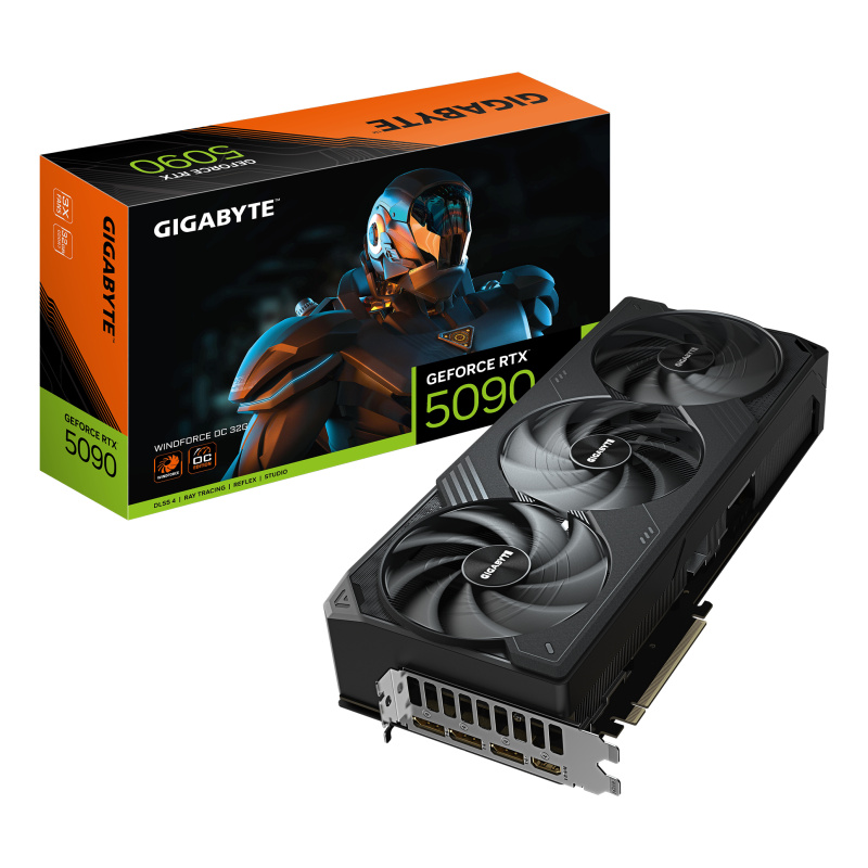 GIGABYTE GeForce RTX 5090 WINDFORCE OC 32G Carte Graphique - 32 Go GDDR7, 512 bits, PCI-E 5.0, 2467MHz Fréquence du Cœur, 3 x DP 2.1a, 1 x HDMI 2.1b, NVIDIA DLSS 4, GV-N5090WF3OC-32GD