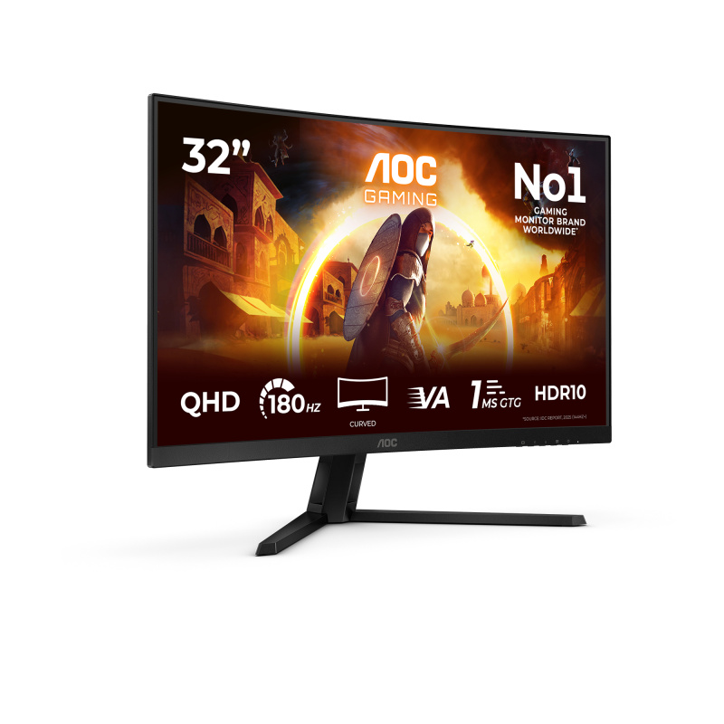 AOC G4 CQ32G4VE écran plat de PC 80 cm (31.5") 2560 x 1440 pixels Quad HD LCD Noir, Gris