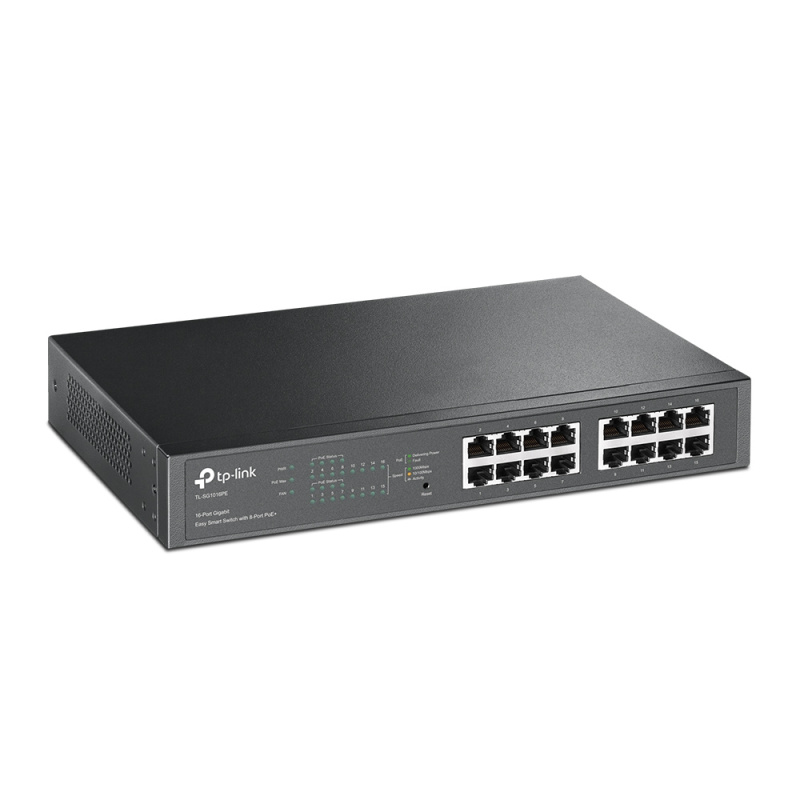 TP-Link TL-SG1016PE Géré L2 Gigabit Ethernet (10/100/1000) Connexion Ethernet, supportant l'alimentation via ce port (PoE) 1U Noir