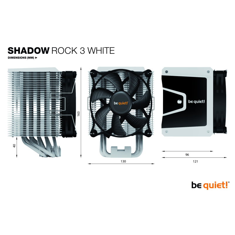be quiet! Shadow Rock 3 White | Ventirad mono tour, noir, socket Intel et AMD