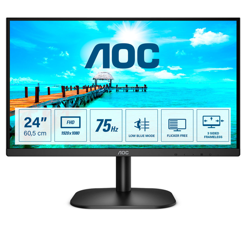 AOC B2 24B2XDM écran plat de PC 60,5 cm (23.8") 1920 x 1080 pixels Full HD LCD Noir