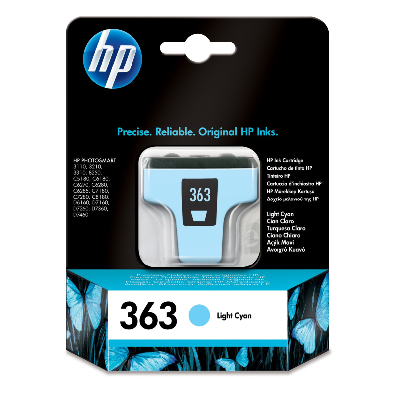 HP Cartucho de tinta cian 363 con tinta Vivera cartouche d'encre 1 pièce(s) Original Rendement standard Cyan clair