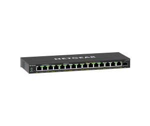 NETGEAR GS316EP-100PES commutateur réseau Géré Gigabit Ethernet (10/100/1000) Connexion Ethernet, supportant l'alimentation via ce port (PoE) Noir