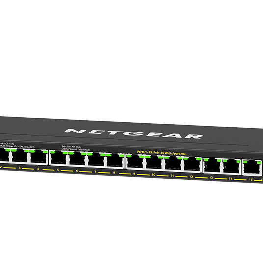 NETGEAR GS316EP-100PES commutateur réseau Géré Gigabit Ethernet (10/100/1000) Connexion Ethernet, supportant l'alimentation via ce port (PoE) Noir