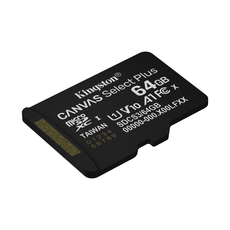 Kingston Technology 64GB microSDXC Canvas Select Plus Gen3 100MB/s A1 (Adaptateur SD inclus)