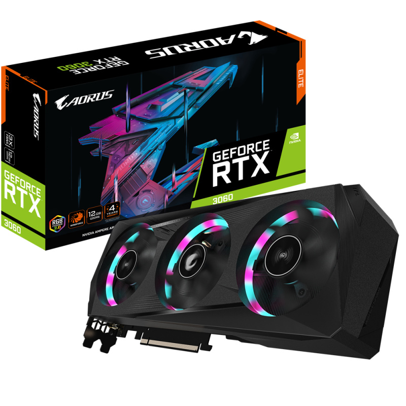 GIGABYTE AORUS GV-N3060AORUS E-12GD carte graphique NVIDIA GeForce RTX 3060 12 Go GDDR6