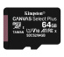 Kingston Technology Carte micSDXC Canvas Select Plus 100R A1 C10 de 64 Go + ADP