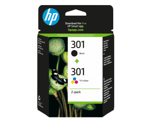 HP 301 pack de 2 cartouches d'encre noir/trois couleurs authentiques