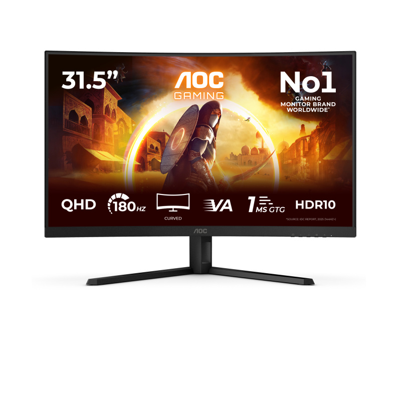 AOC G4 CQ32G4VE écran plat de PC 80 cm (31.5") 2560 x 1440 pixels Quad HD LCD Noir, Gris