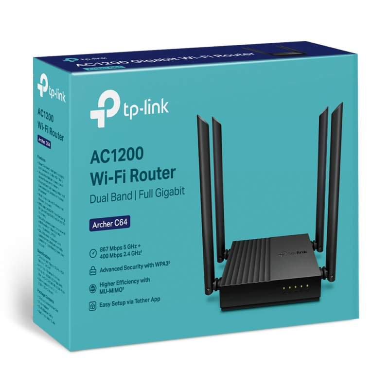 TP-Link Archer C64 routeur sans fil Gigabit Ethernet Bi-bande (2,4 GHz / 5 GHz) Noir