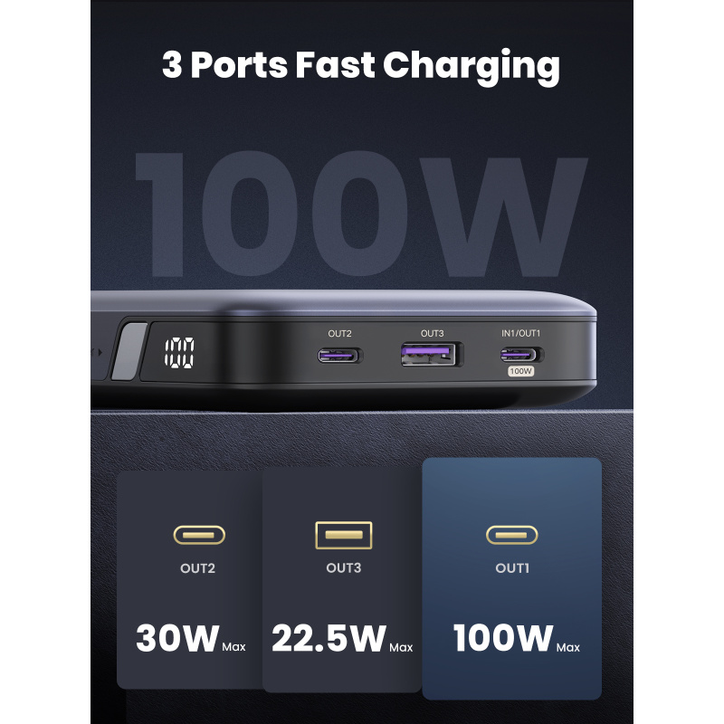 Ugreen 25188 banque d'alimentation électrique 20000 mAh Gris