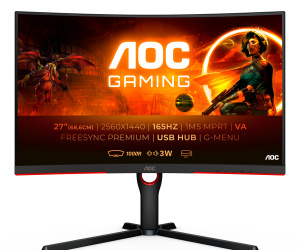 AOC CQ27G3SU/BK écran plat de PC 68,6 cm (27") 2560 x 1440 pixels Quad HD LED Noir, Rouge