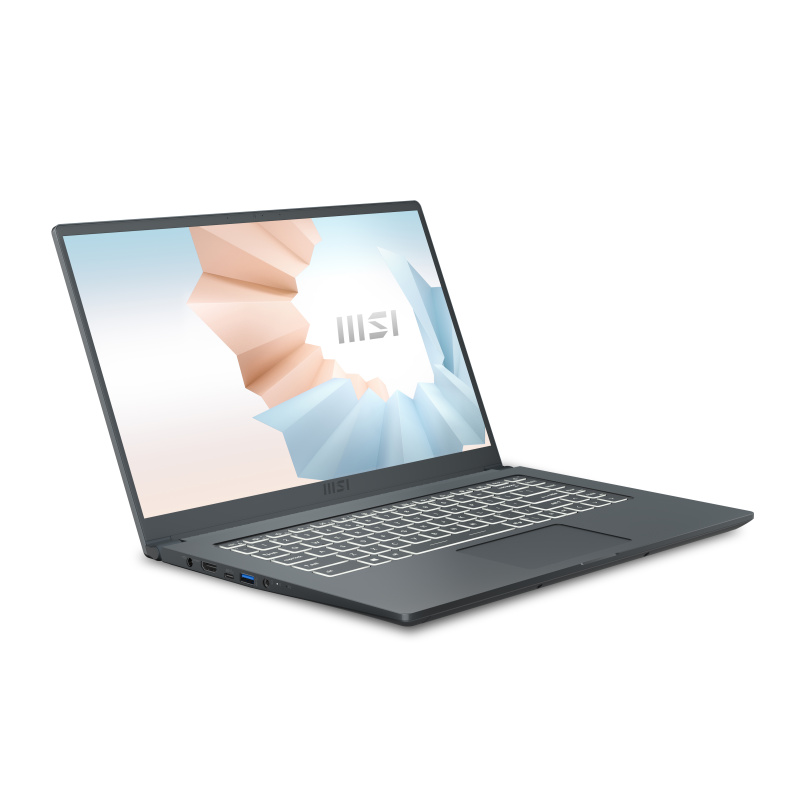 MSI Modern 15 A5M-212FR AMD Ryzen™ 5 5500U Ordinateur portable 39,6 cm (15.6") Full HD 16 Go DDR4-SDRAM 512 Go SSD Wi-Fi 6 (802.11ax) Windows 11 Home Gris