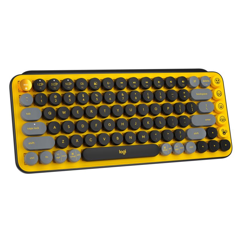 Logitech POP Keys Wireless Mechanical Keyboard With Emoji Keys clavier Universel RF sans fil + Bluetooth AZERTY Français Noir, Gris, Jaune