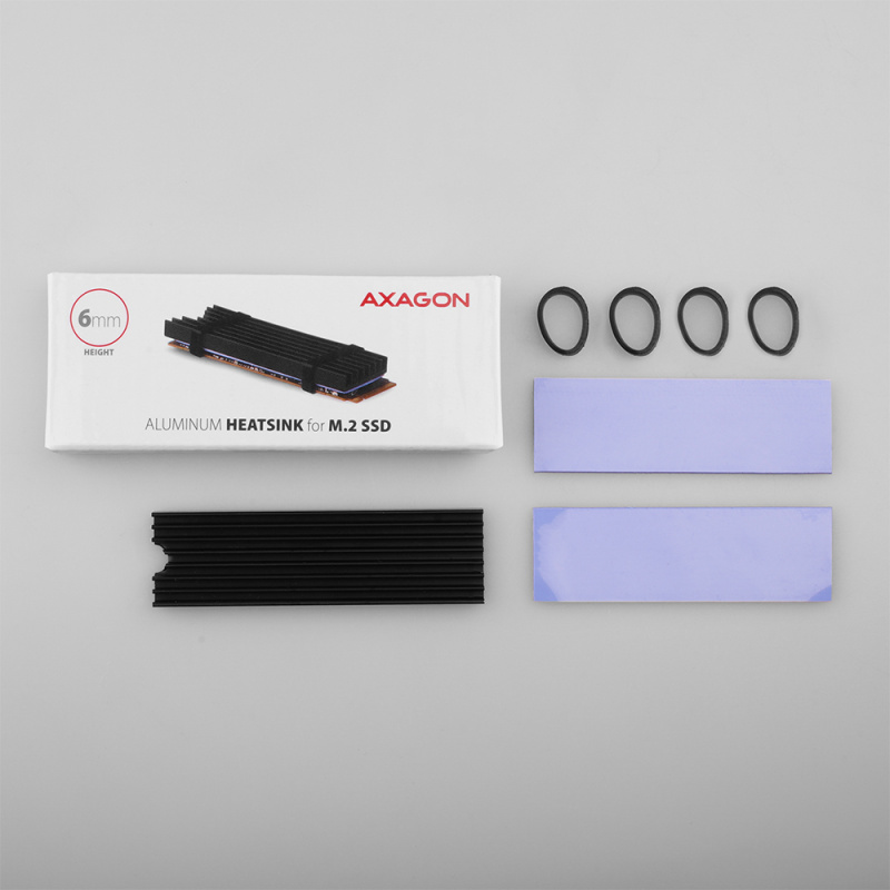 Axagon CLR-M2L6 système de refroidissement d’ordinateur M.2 NVMe SSD, Disque électronique Dissipateur thermique/Radiateur Noir 1 pièce(s)