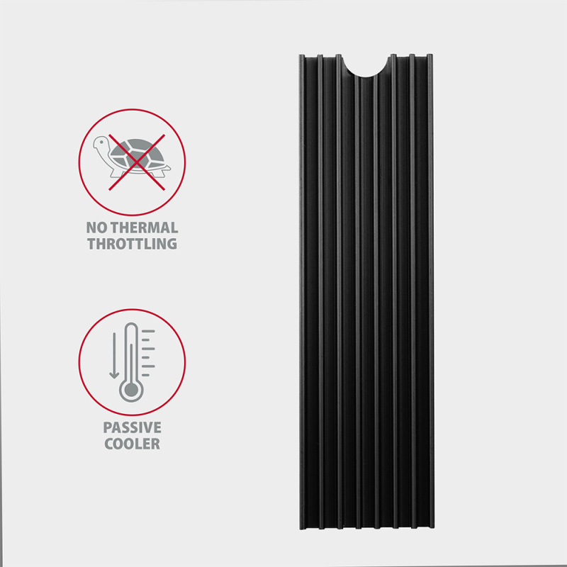 Axagon CLR-M2L6 système de refroidissement d’ordinateur M.2 NVMe SSD, Disque électronique Dissipateur thermique/Radiateur Noir 1 pièce(s)