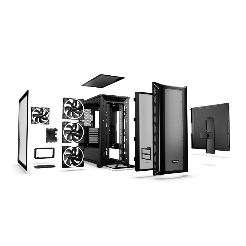 be quiet! Shadow Base 800 Noir | Boîtier PC ARGB vitré, Mini ITX / Micro ATX / ATX / E-ATX, 4 ventilateurs Light Wings PWM 140 mm