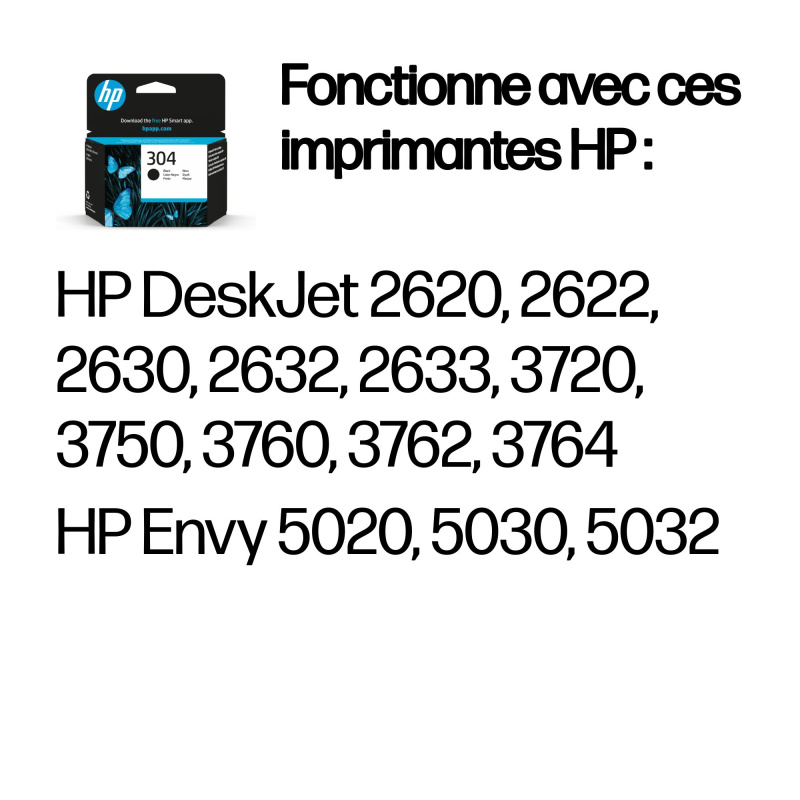 HP 304 Cartouche d’encre noire authentique