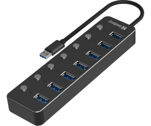 Sandberg 134-33 hub & concentrateur USB 3.2 Gen 1 (3.1 Gen 1) Type-A 5000 Mbit/s Noir